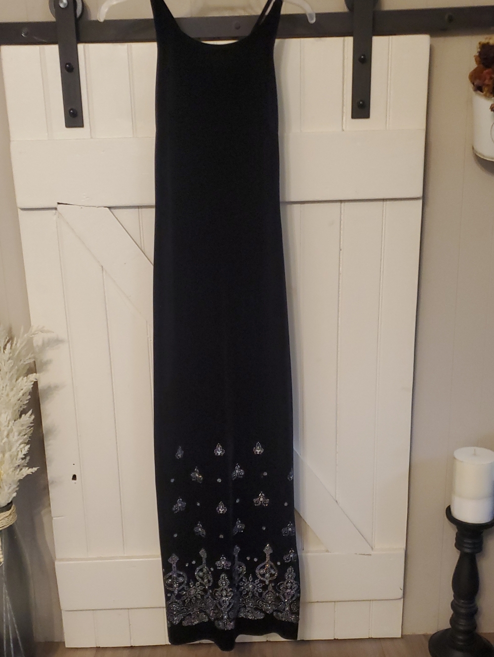 Black Embellished Maxi Skirt - Women's Long Evening Dress